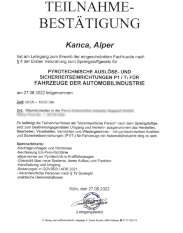 Pyro Zertifikat